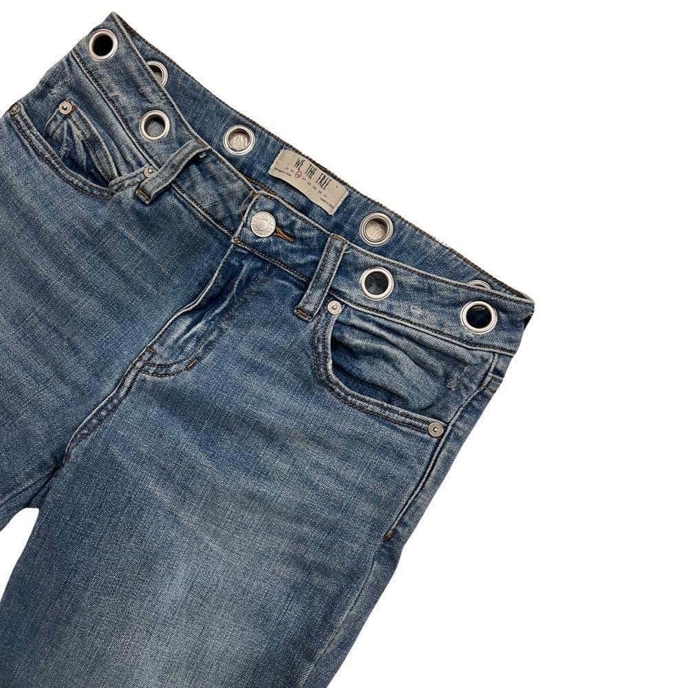 Free People Vintage Silver Rivet Jeans Ruff cut hem size 26 - Picture 2 of 11